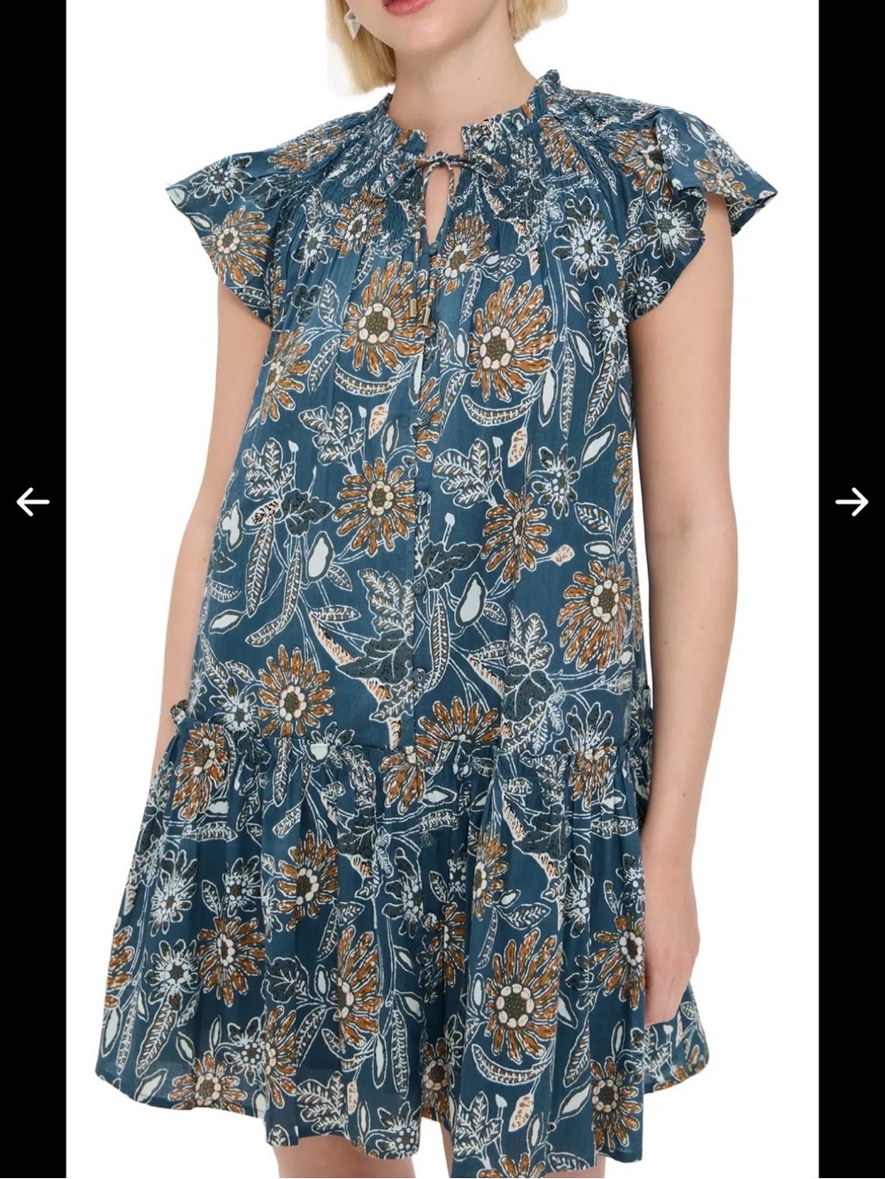 Cleobella Lydia Mini Dress Floral Mini Dress in Blue & Orange Size Small NWT